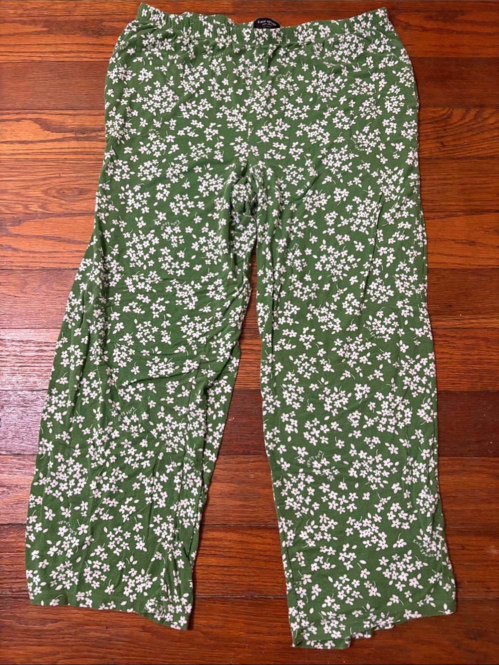 kate spade New York Soft Wide Leg Lounge Pajama Pants Green Floral Women’s Large